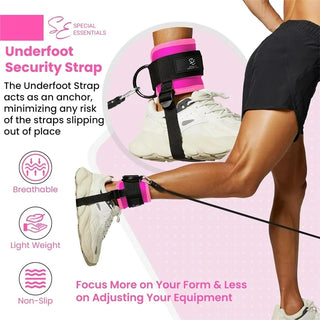 Special Essentials Ankle Cuffs with Adjustable Foot Strap for Cable Machine & Resistance Bands
