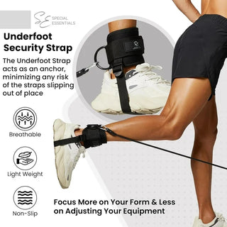 Special Essentials Ankle Cuffs with Adjustable Foot Strap for Cable Machine & Resistance Bands